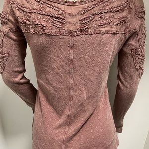 Free people long sleeve pull over shirt with lace detail